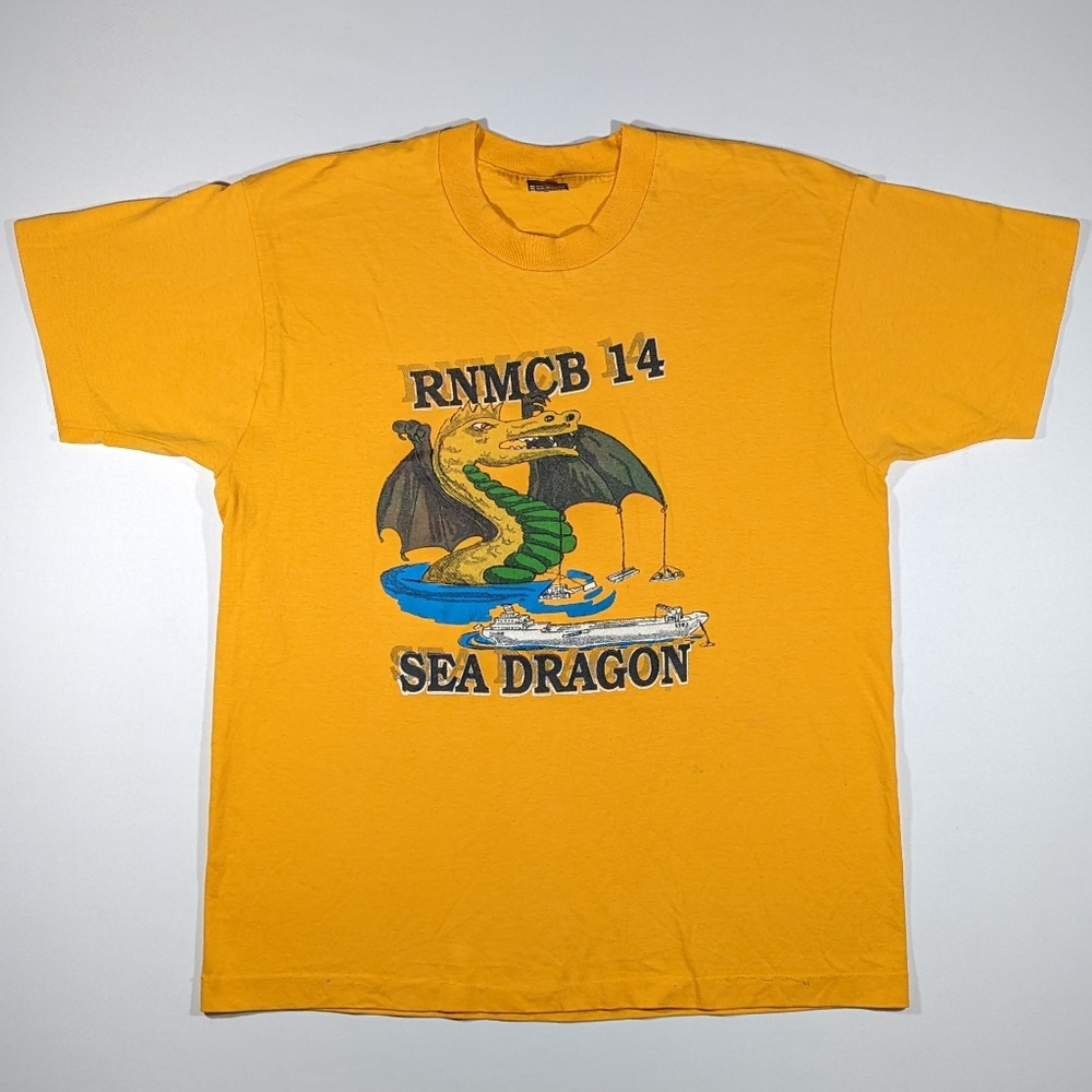 Vintage RNMCB 14 Sea Dragon T-shirt Size XL Navy Helicopter Single Stitch 90s